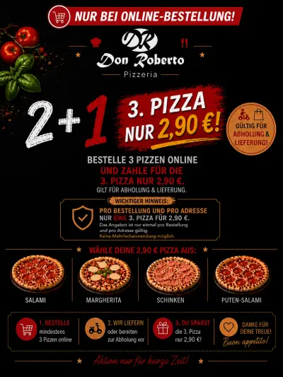 3. Pizza nur €2,90 bei Don Roberto Graz